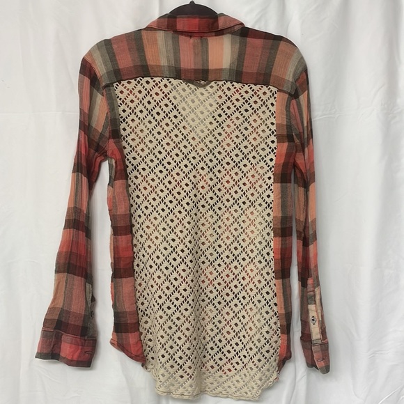 We The Free Plaid & Lace Button Down *NWOT* - Picture 2 of 4
